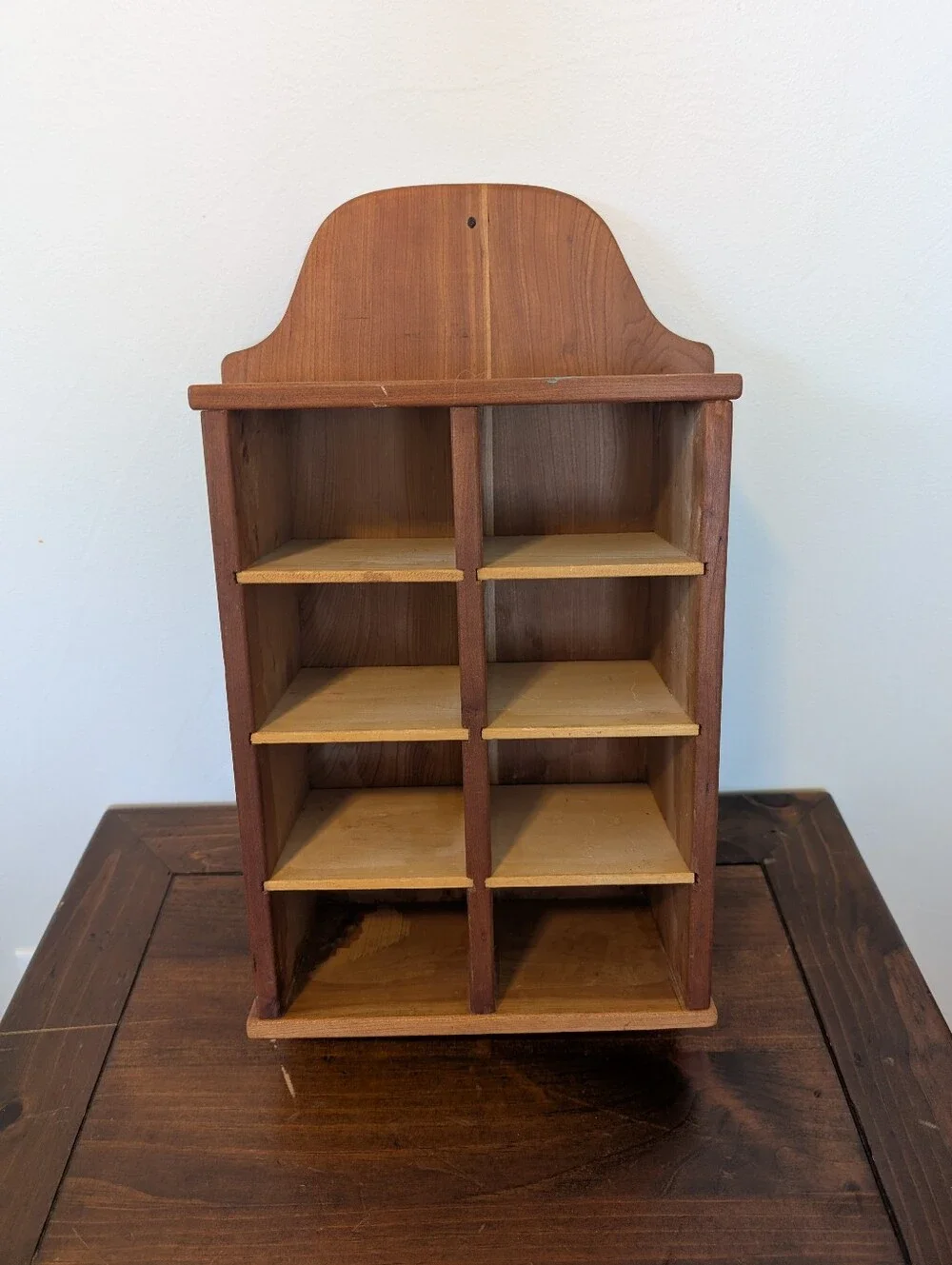 Vintage, solid wood, hanging curio cabinet